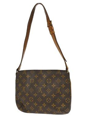 Louis Vuitton Musette Tango Shoulder Bag Brown Canvas